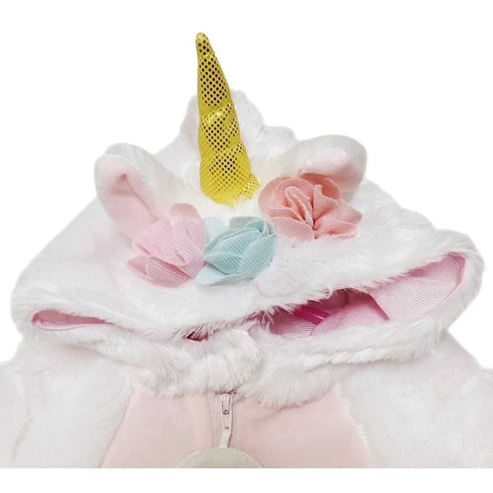 NWT Hooded Unicorn Costume Infant 3-6M White Pink Sparkle Horn Easter Dress-Up‎